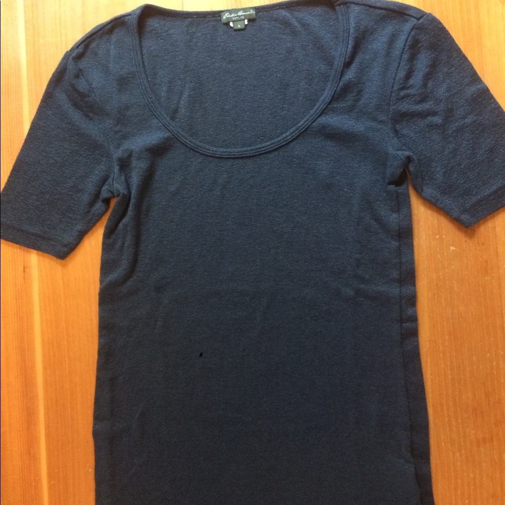 Eddie Bauer S green top with gold thread EUC